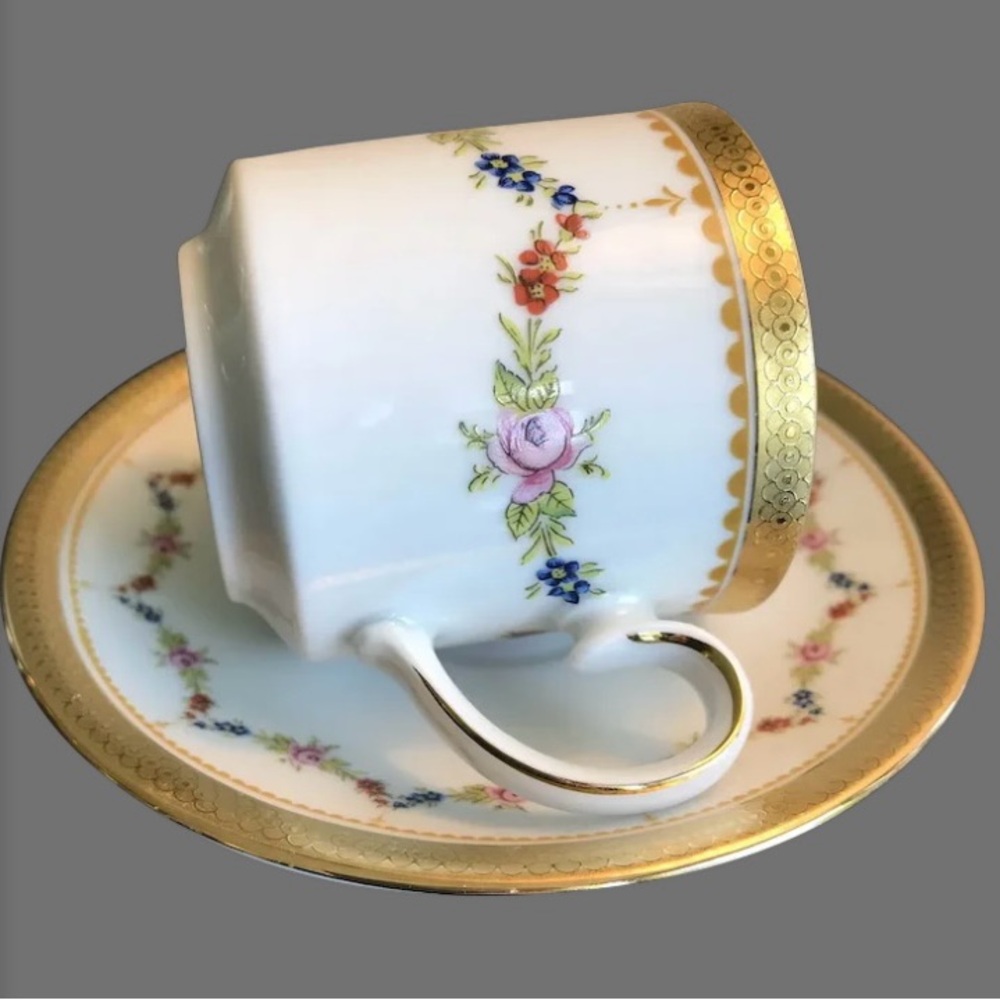 2 Vintage Germany Bavaria Tirschenreuth Demitasse Cup & Saucer Sets, Like New
